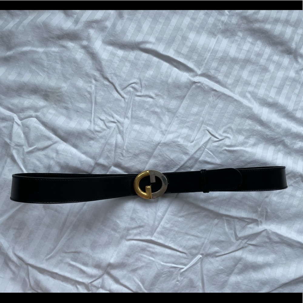 Authentic Vintage Gucci belt silver gold GG Italy